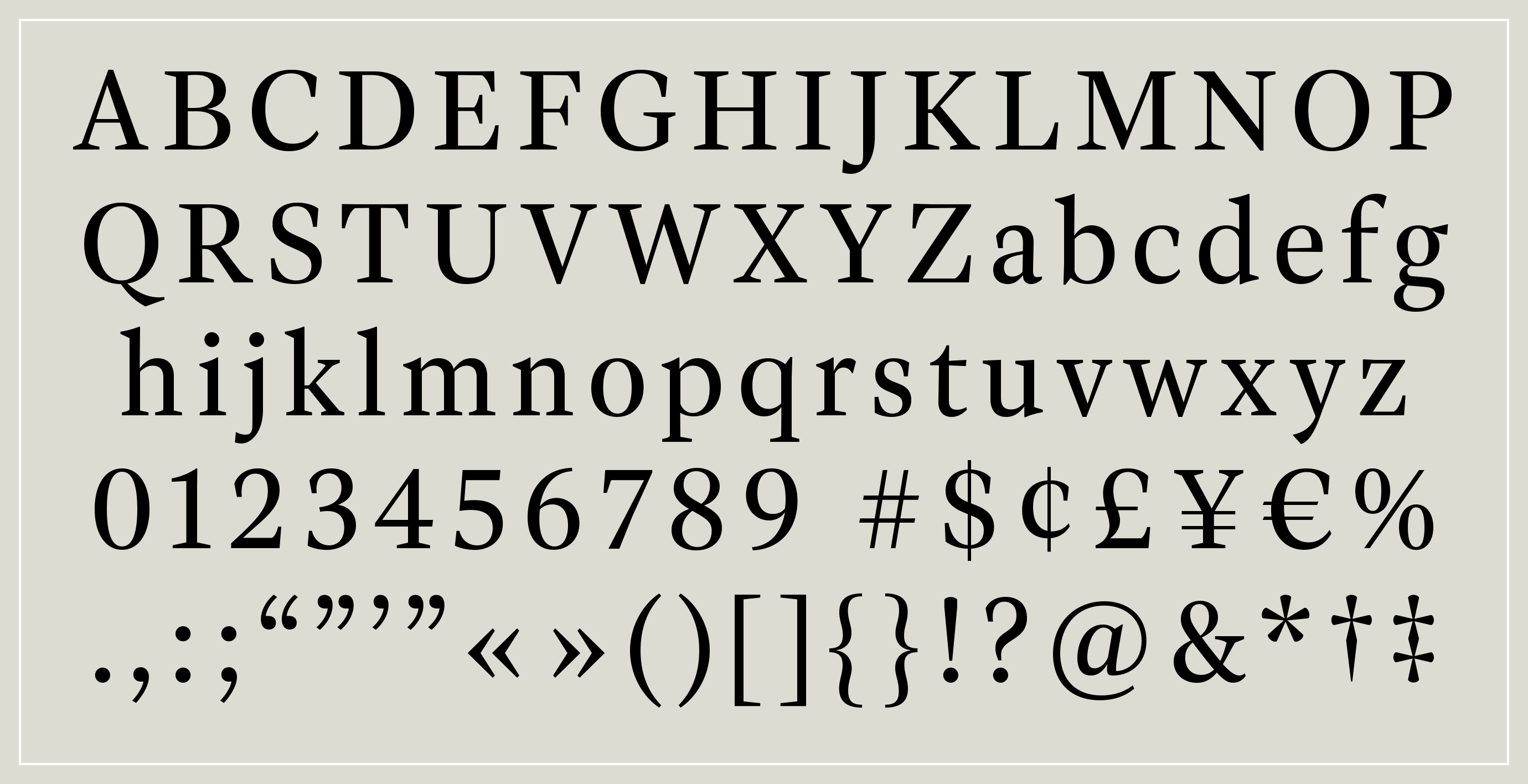 Haffner Display showing of basic alphabet, figures, and punctuation